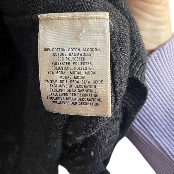 Anthropologie Knitted & Knotted Boho Gray Pom Cardigan Sweater M - Picture 7 of 8